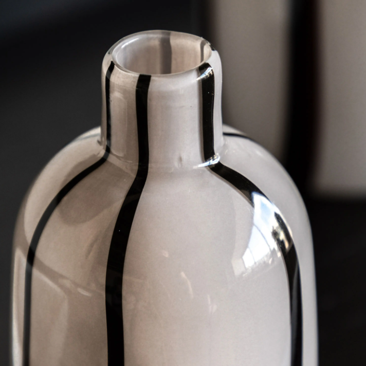 Linea Stripe Glass Vase Monochrome – Set of 2