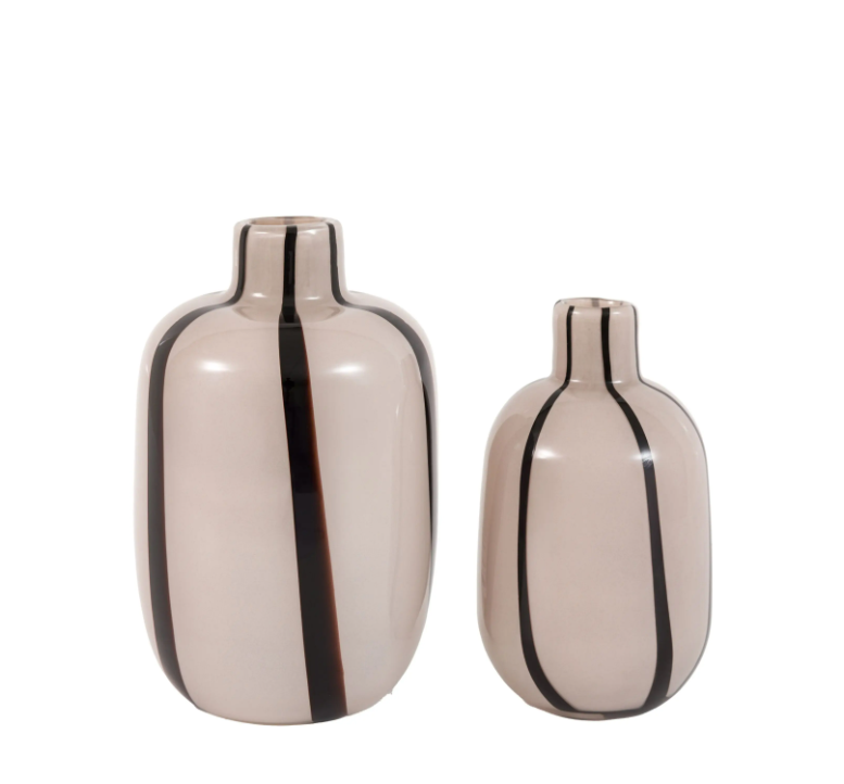 Linea Stripe Glass Vase Monochrome – Set of 2