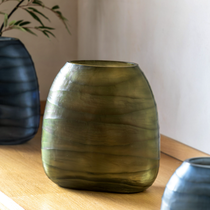 Sintra Handblown Carved Glass Vase – Large