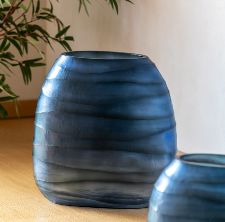 Sintra Handblown Carved Glass Vase – Large