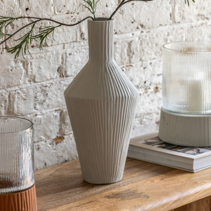 Zahara Ribbed Cast Metal Vase