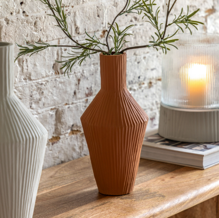 Zahara Ribbed Cast Metal Vase