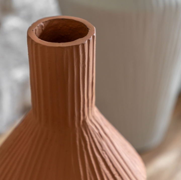 Zahara Ribbed Cast Metal Vase