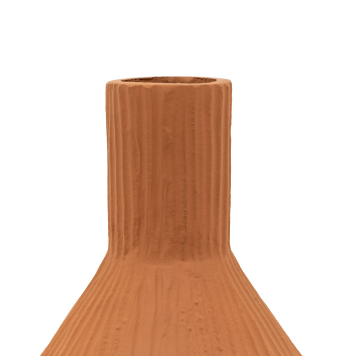 Zahara Ribbed Cast Metal Vase