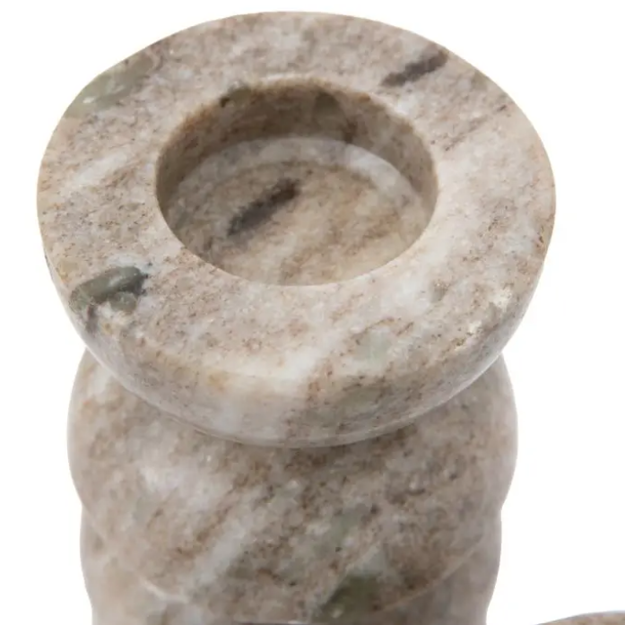 Azuaga Marble Candlestick – Sandstone (Set of 2)