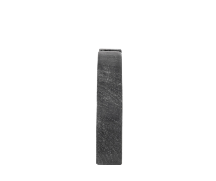 A dark gray rectangular stone or slab sample with a brushed, textured surface, centered on a solid white background.